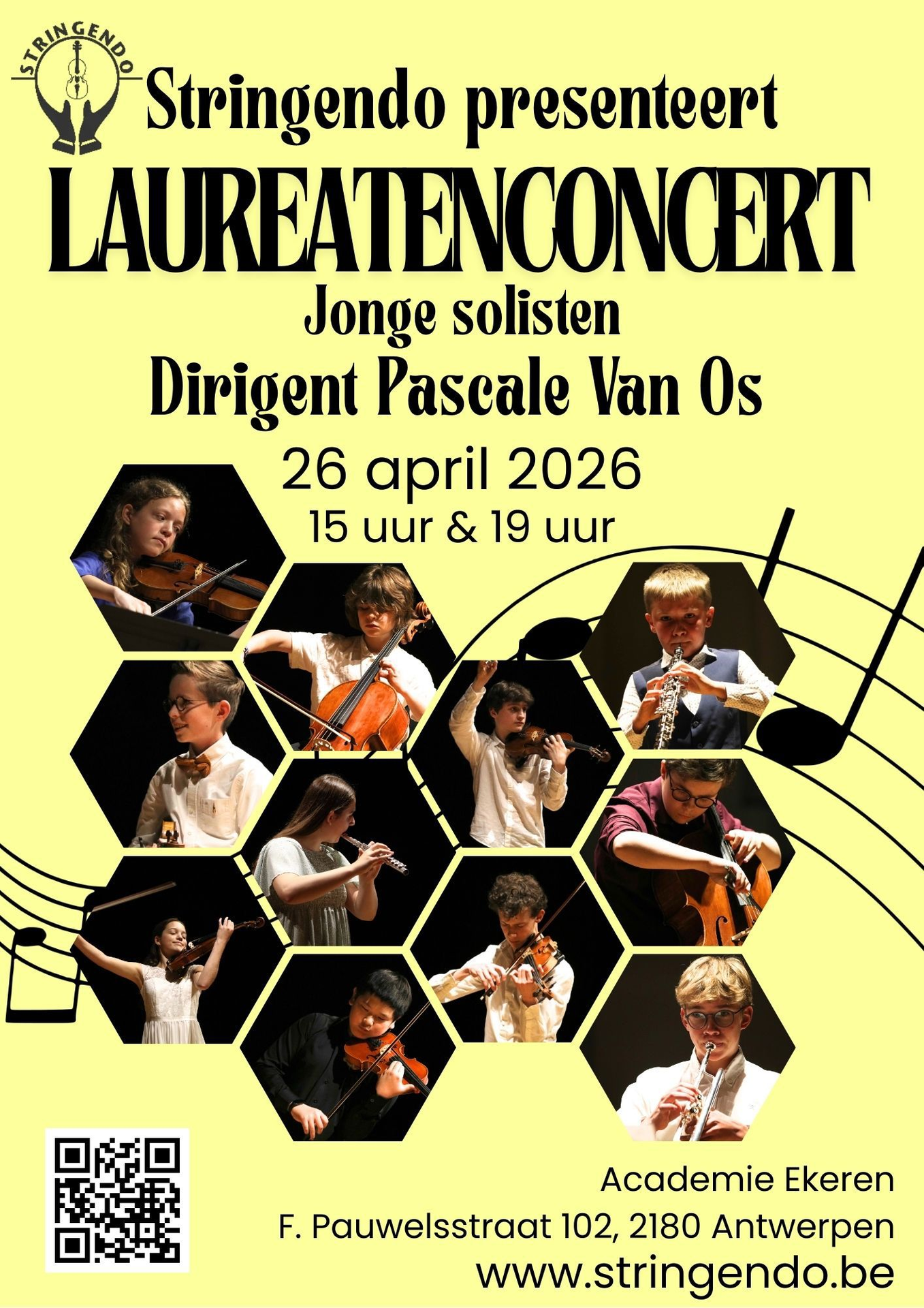 Affiche Laureatenconcert met de 11 jonge solisten. 